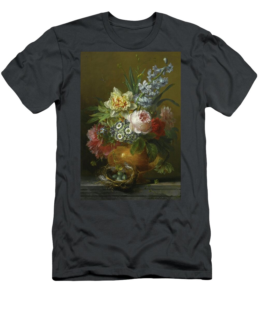 Willem Van Leen Dordrecht 1753 - 1825 Delfshaven A Still Life With Roses T-Shirt featuring the painting Still Life #41 by MotionAge Designs