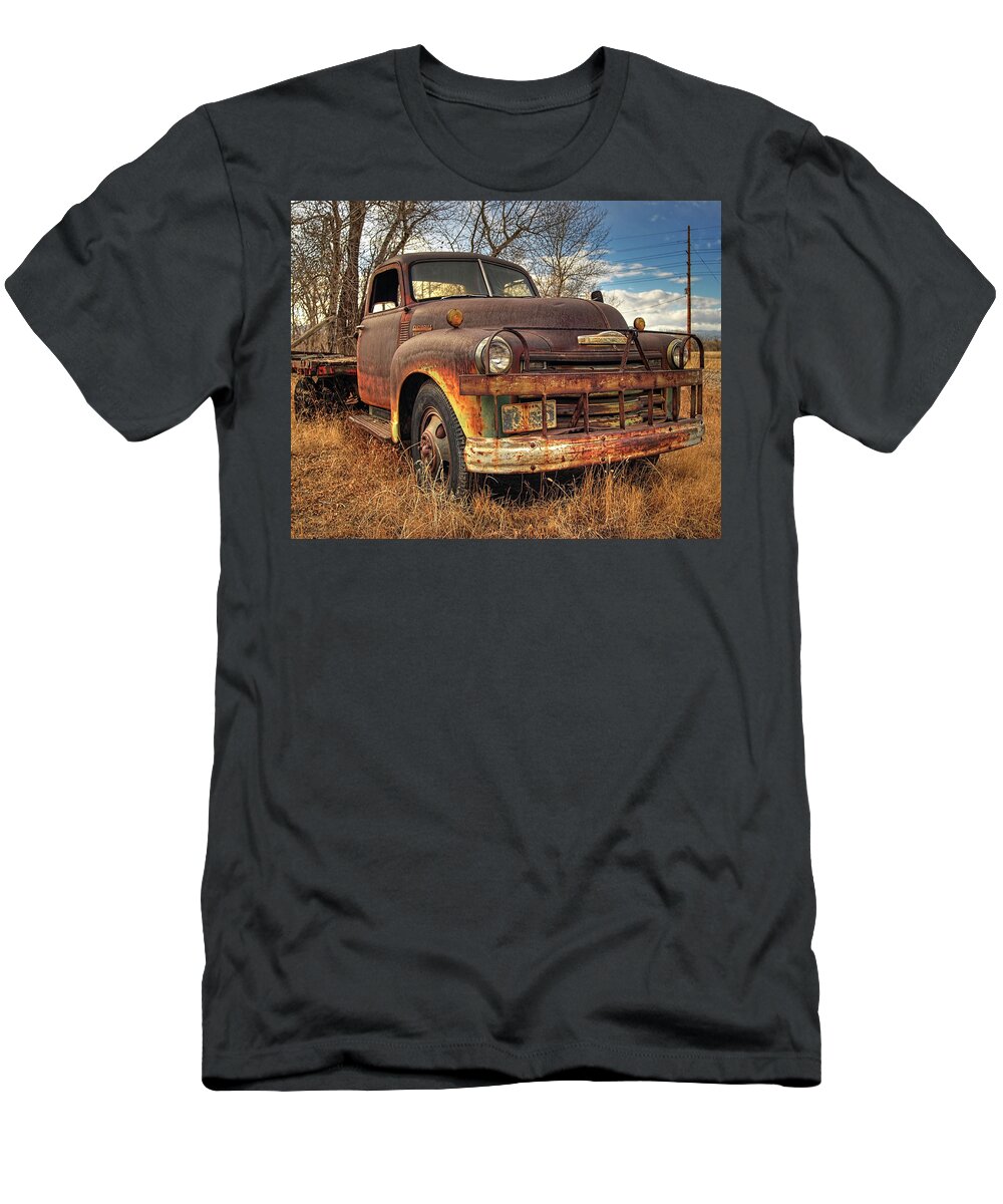 Rusty Cars T-Shirt featuring the photograph 49 Chevy Truck by John Strong