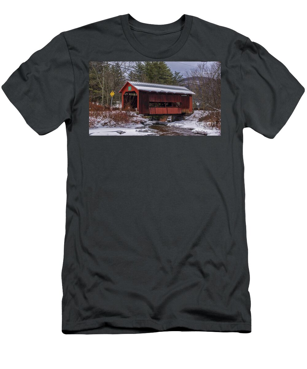 Green River Covered Bridge T-Shirt featuring the photograph Green River Covered Bridge #3 by Scenic Vermont Photography