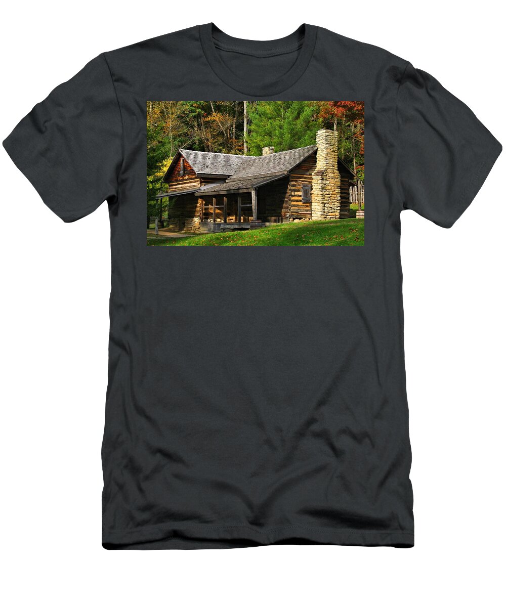 Cabin T-Shirt featuring the photograph Log Cabin #5 by Kathryn Meyer