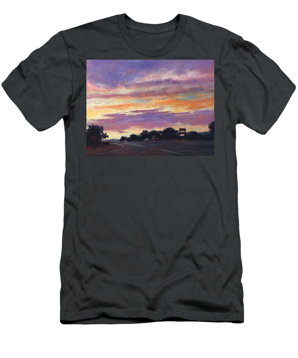 6 A.m. T-Shirt featuring the painting 6 A. M. A Hint of Green by Rand Burns