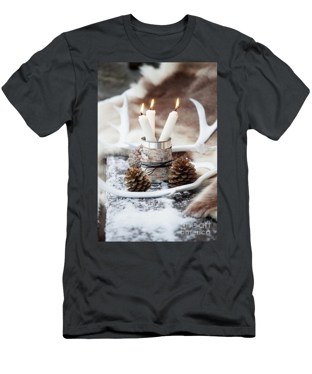 Reindeer Horn T-Shirt featuring the photograph Candles #6 by Kati Finell