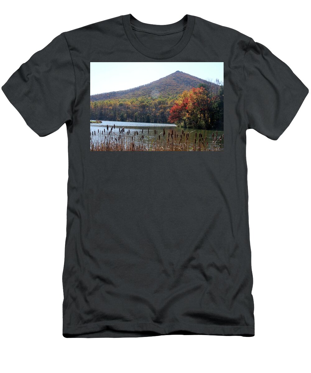 Lake T-Shirt featuring the photograph View of Abbott Lake and Sharp Top in autumn #6 by Emanuel Tanjala