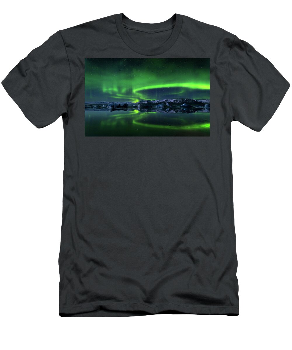 Aurora Borealis T-Shirt featuring the digital art Aurora Borealis #8 by Super Lovely