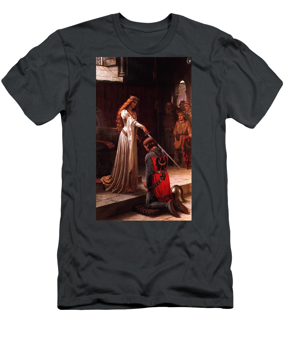 Blair Leighton Edmundal T-Shirt featuring the painting Queen Guinevere and Sir Lancelot by MotionAge Designs