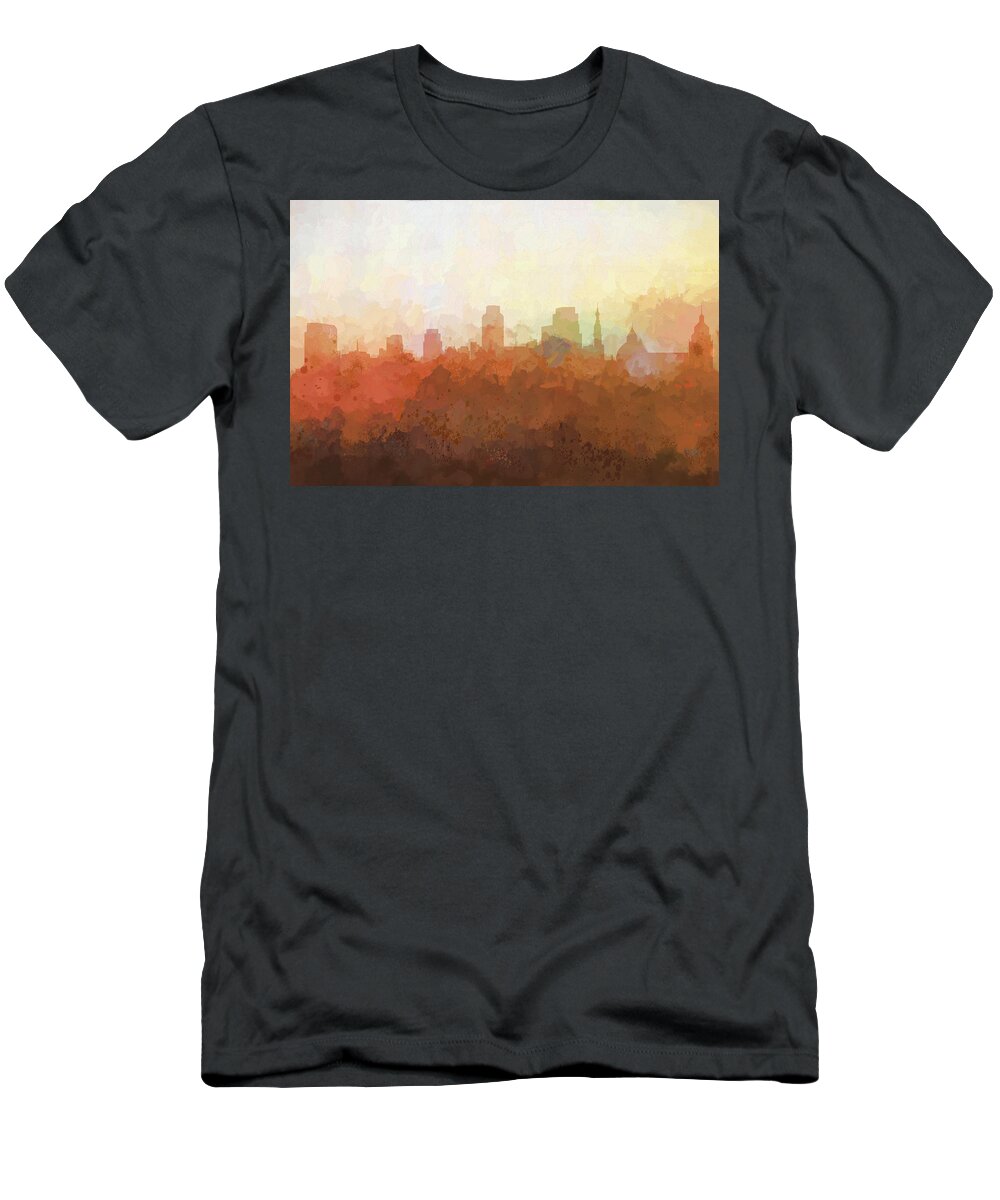 Sacramento California Skyline T-Shirt featuring the digital art Sacramento California Skyline #8 by Marlene Watson