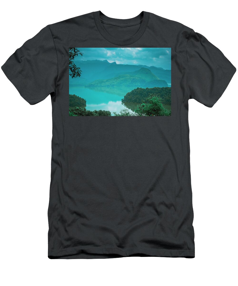 Water T-Shirt featuring the photograph Reservoir scenery #9 by Carl Ning