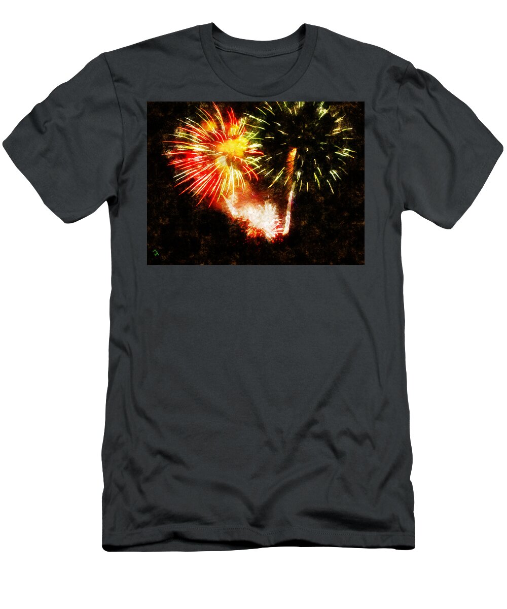 Fireworks T-Shirt featuring the painting A 4TH Celebration by Adam Vance