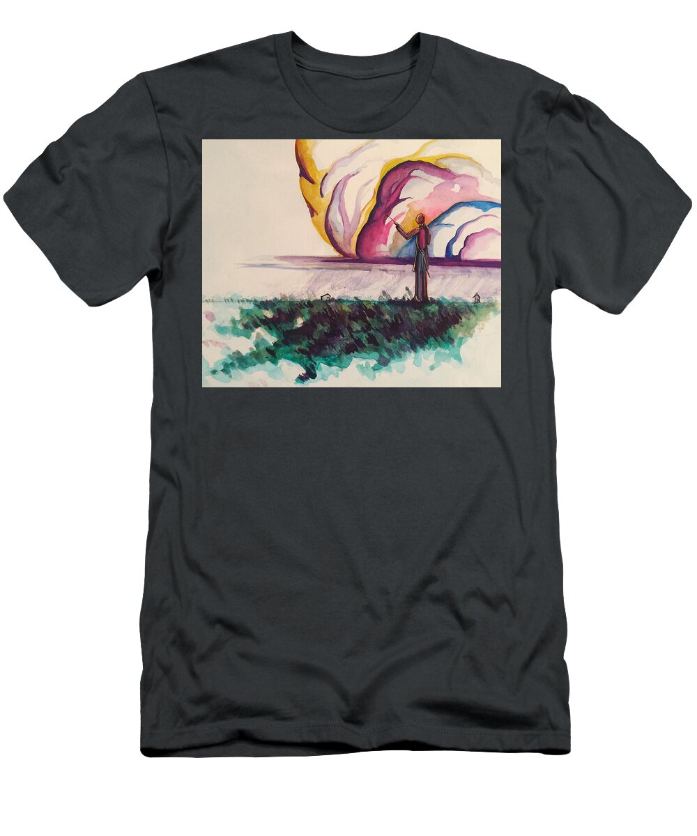 Clouds T-Shirt featuring the painting A bit of light for tomorrow by Bethany Kindsvogel