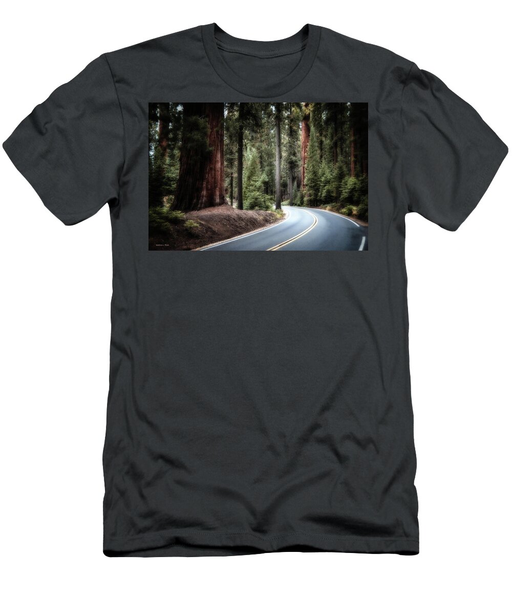 Sequoia T-Shirt featuring the photograph A Bright Future Around the Bend by Andrea Platt