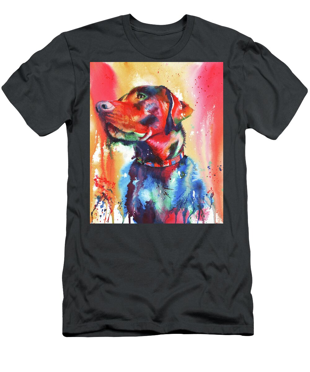 Dog T-Shirt featuring the painting A Coat of Many Colours - Labrador by Peter Williams