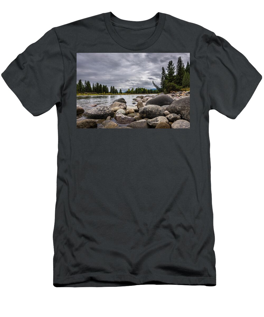 River T-Shirt featuring the photograph A Cold Day On The River by David Hart