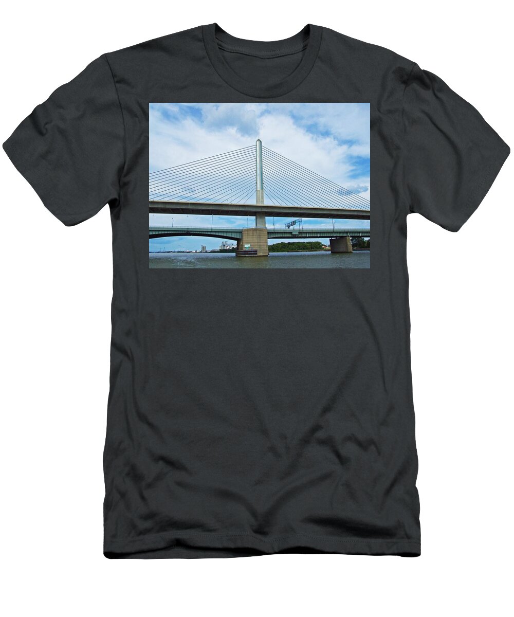 Veterans Skyway Bridge T-Shirt featuring the photograph A Cruise on the Maumee by Michiale Schneider