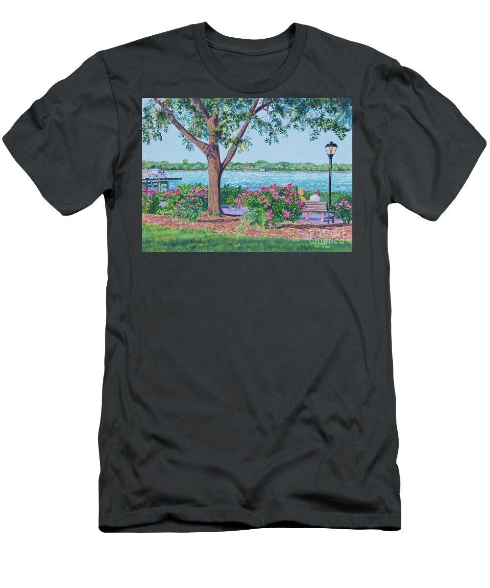 Landscape T-Shirt featuring the painting A Day by the Bay in Havre de Grace by Jeannie Allerton