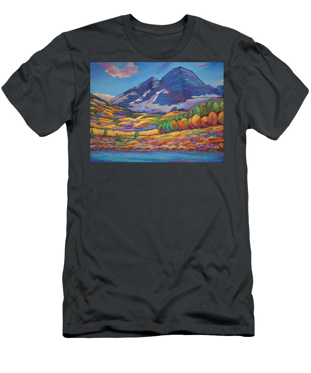 Aspen Tree Landscape T-Shirt featuring the painting A Day in the Aspens by Johnathan Harris