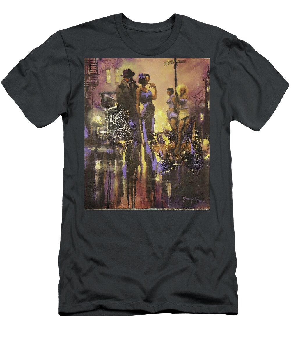 Gangsters T-Shirt featuring the painting A Gangsters Life by Tom Shropshire