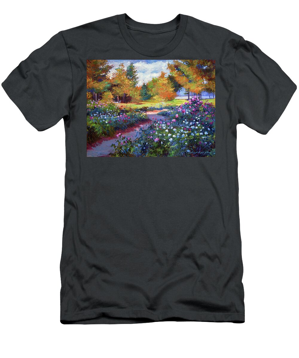 Landscape T-Shirt featuring the painting A Garden On The Hudson by David Lloyd Glover