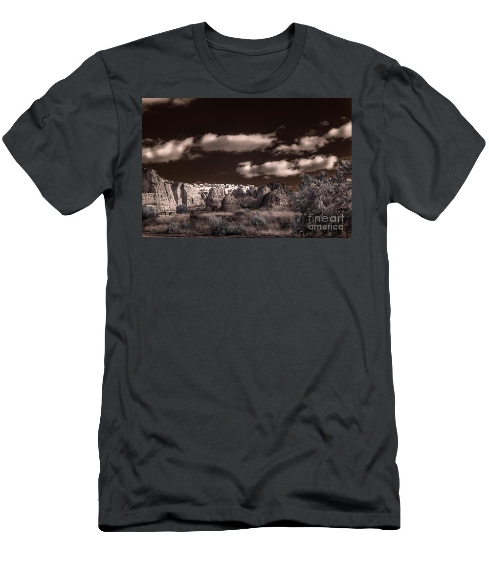 A Glimmer On The Sky City T-Shirt featuring the digital art A Glimmer on the Sky City by William Fields