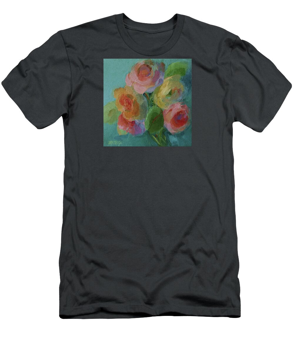 Impressionist Art T-Shirt featuring the painting A Handful of Roses by Mary Wolf