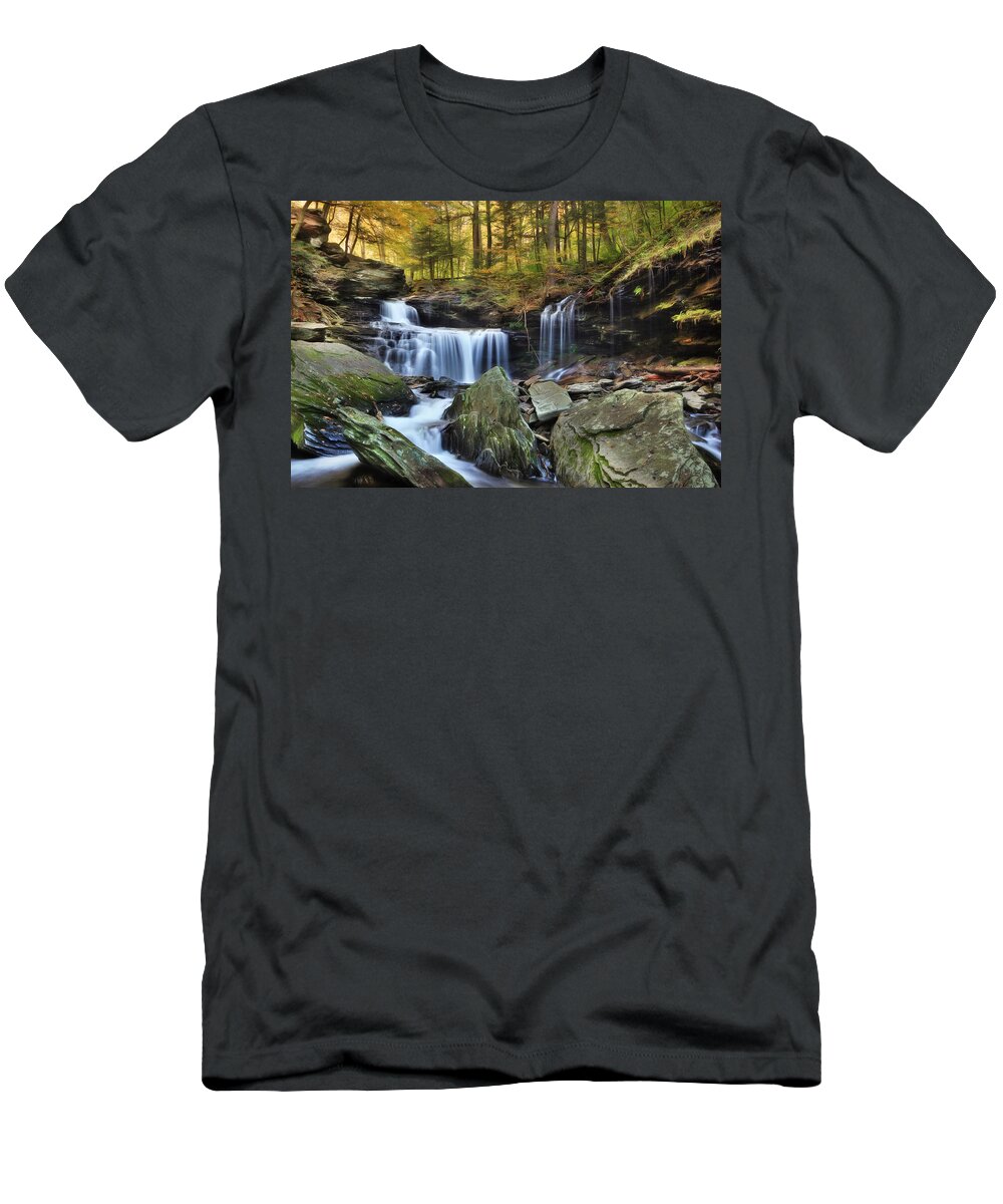 Waterfall T-Shirt featuring the photograph A Hint of Autumn by Lori Deiter