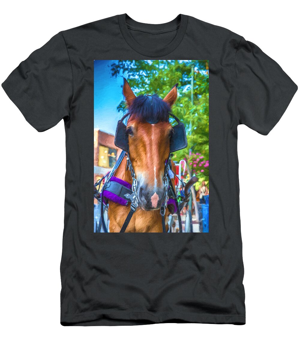 Horse T-Shirt featuring the digital art A Horse of Course by John Haldane