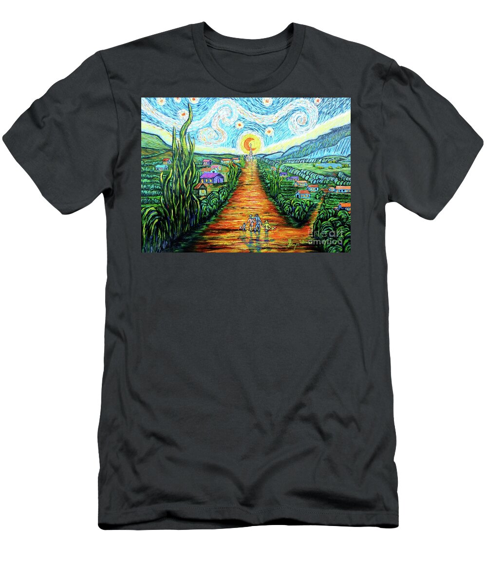 Landscape T-Shirt featuring the painting A la Vincent by Viktor Lazarev