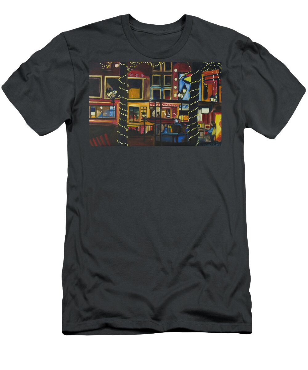 Cityscape T-Shirt featuring the painting A Moment in Dam by Patricia Arroyo