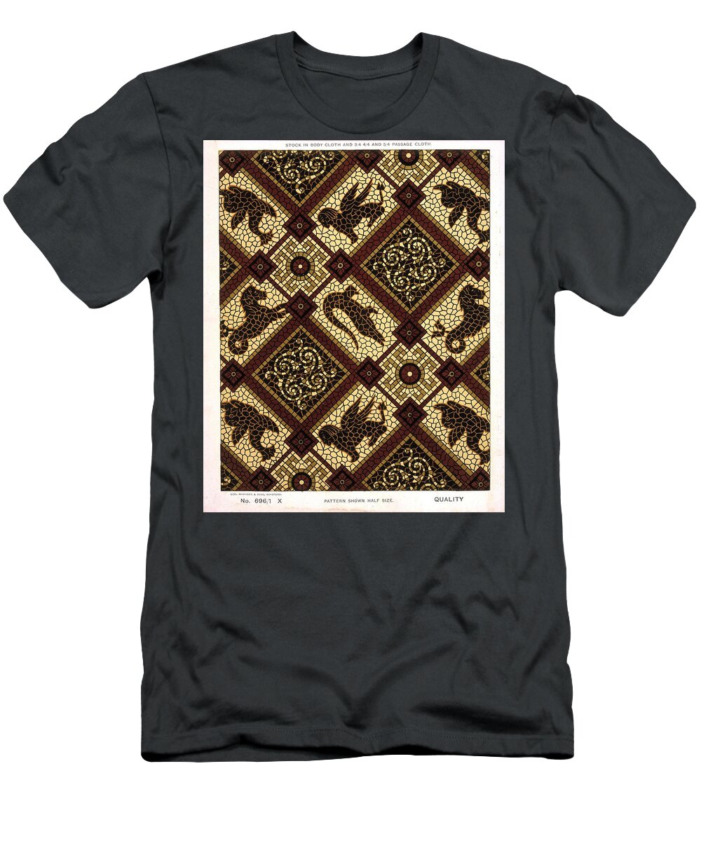 Background T-Shirt featuring the painting a mosaic pattern based on a Roman design incorporating dolphins, alligators, gryphons, marine horses by Celestial Images