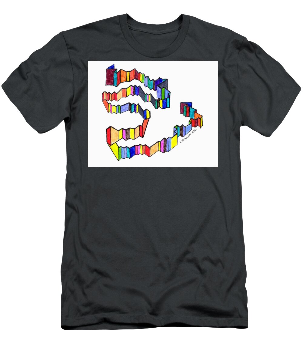 Abstract Art T-Shirt featuring the drawing A Ribbon of Color by Paul Meinerth