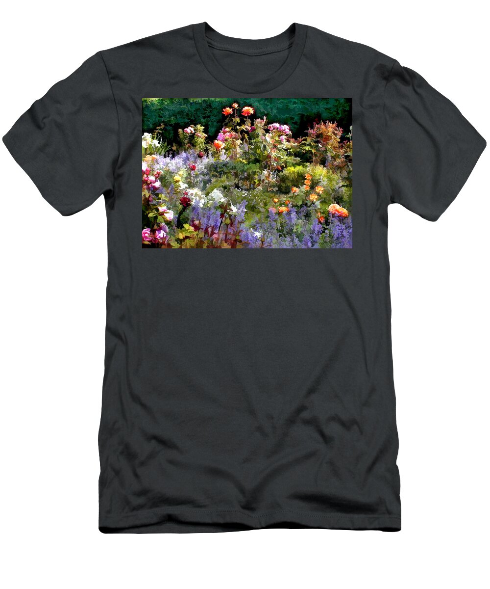 Nature T-Shirt featuring the painting A Riot of Roses by Elaine Plesser