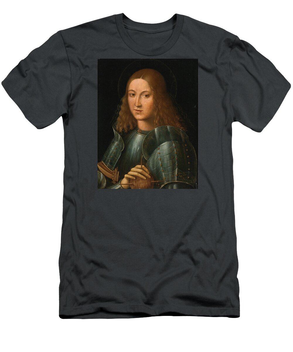 Giovanni Francesco Caroto T-Shirt featuring the painting A Saint in Armor Head and Shoulders by Giovanni Francesco Caroto