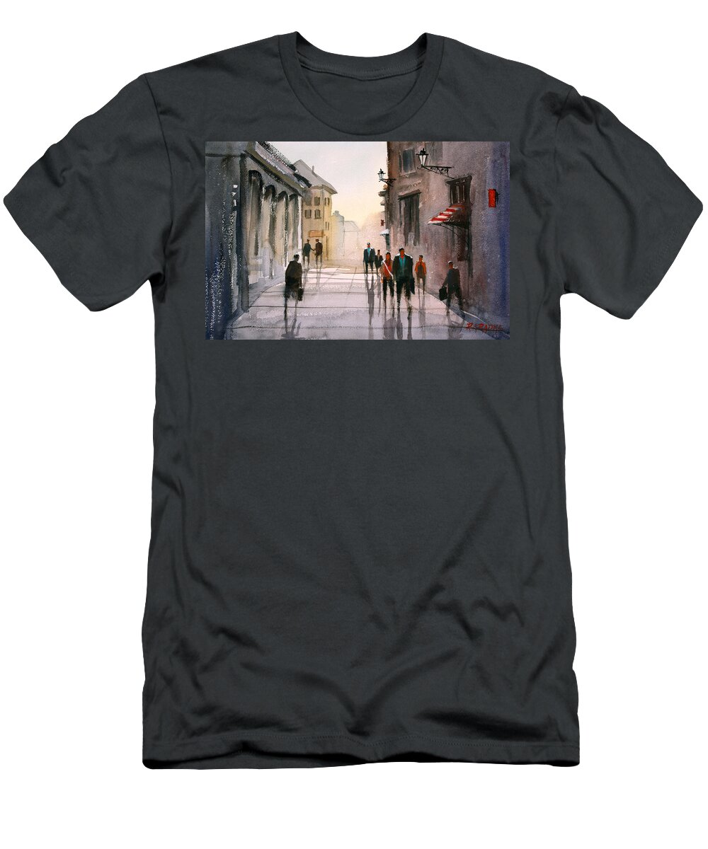 Cityscape T-Shirt featuring the painting A Stroll in Italy by Ryan Radke