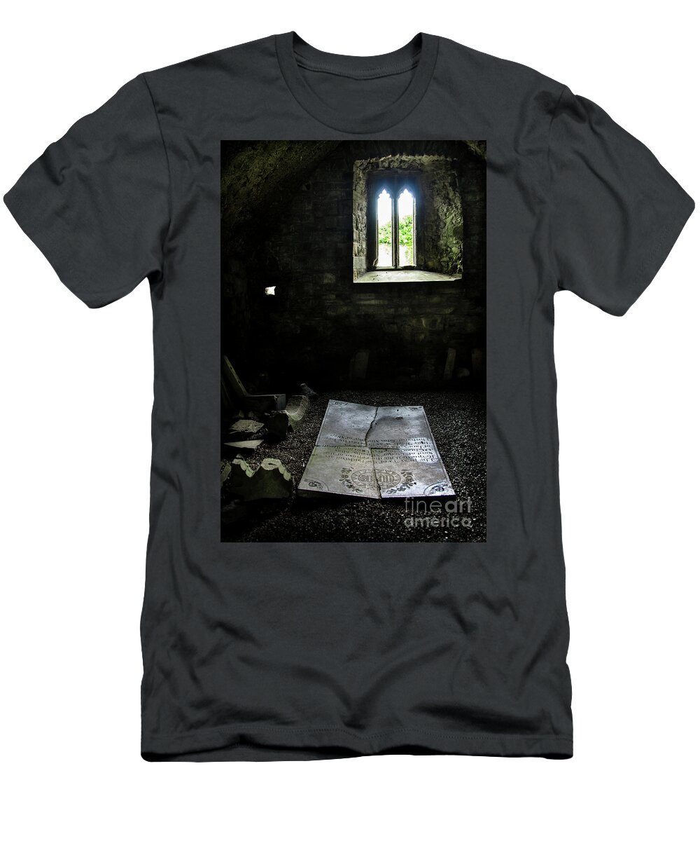 Gravestone T-Shirt featuring the photograph A tombstone in Sligo Abbey by RicardMN Photography