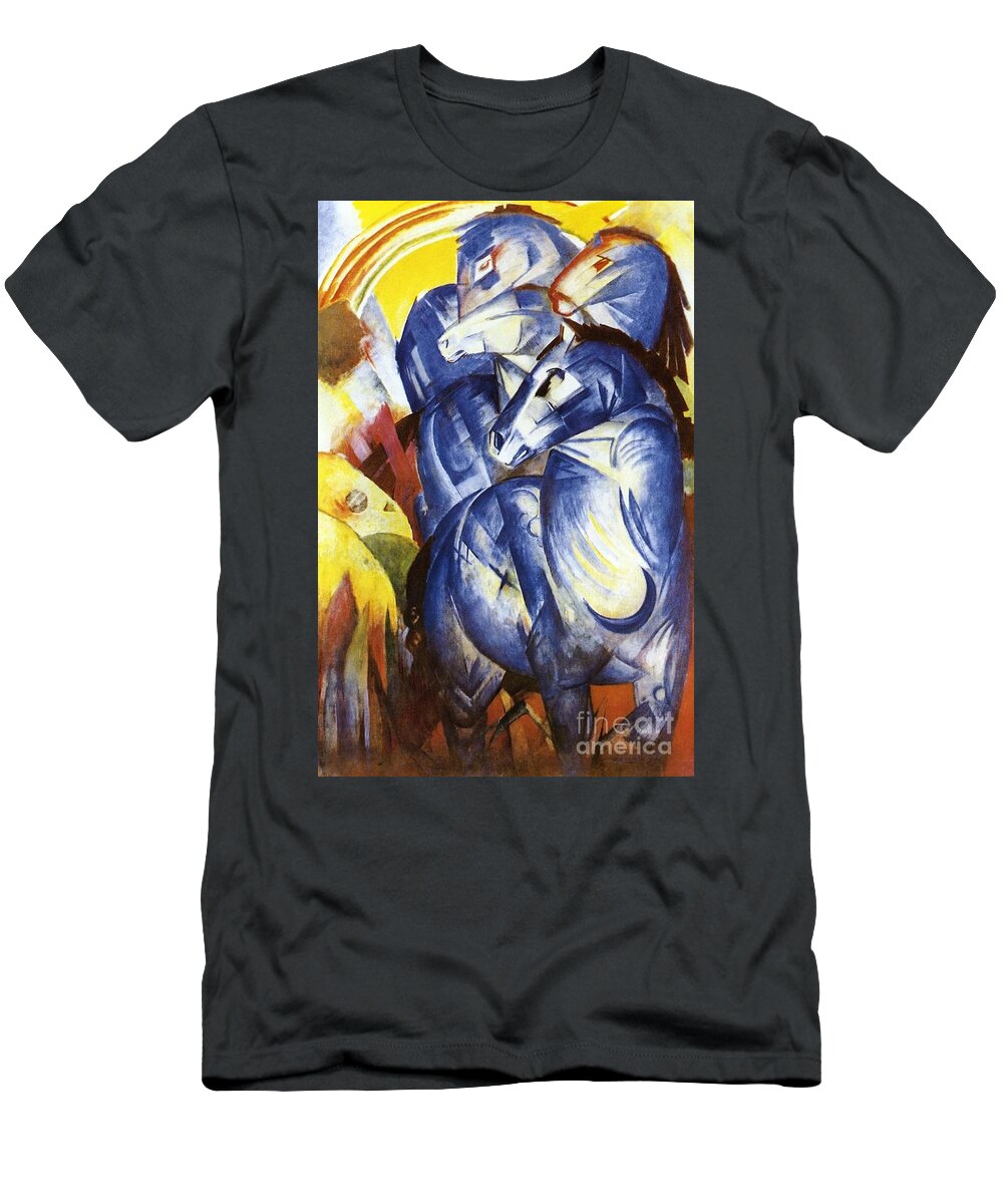 Franz Marc T-Shirt featuring the painting A Tower of Blue Horses by Franz Marc
