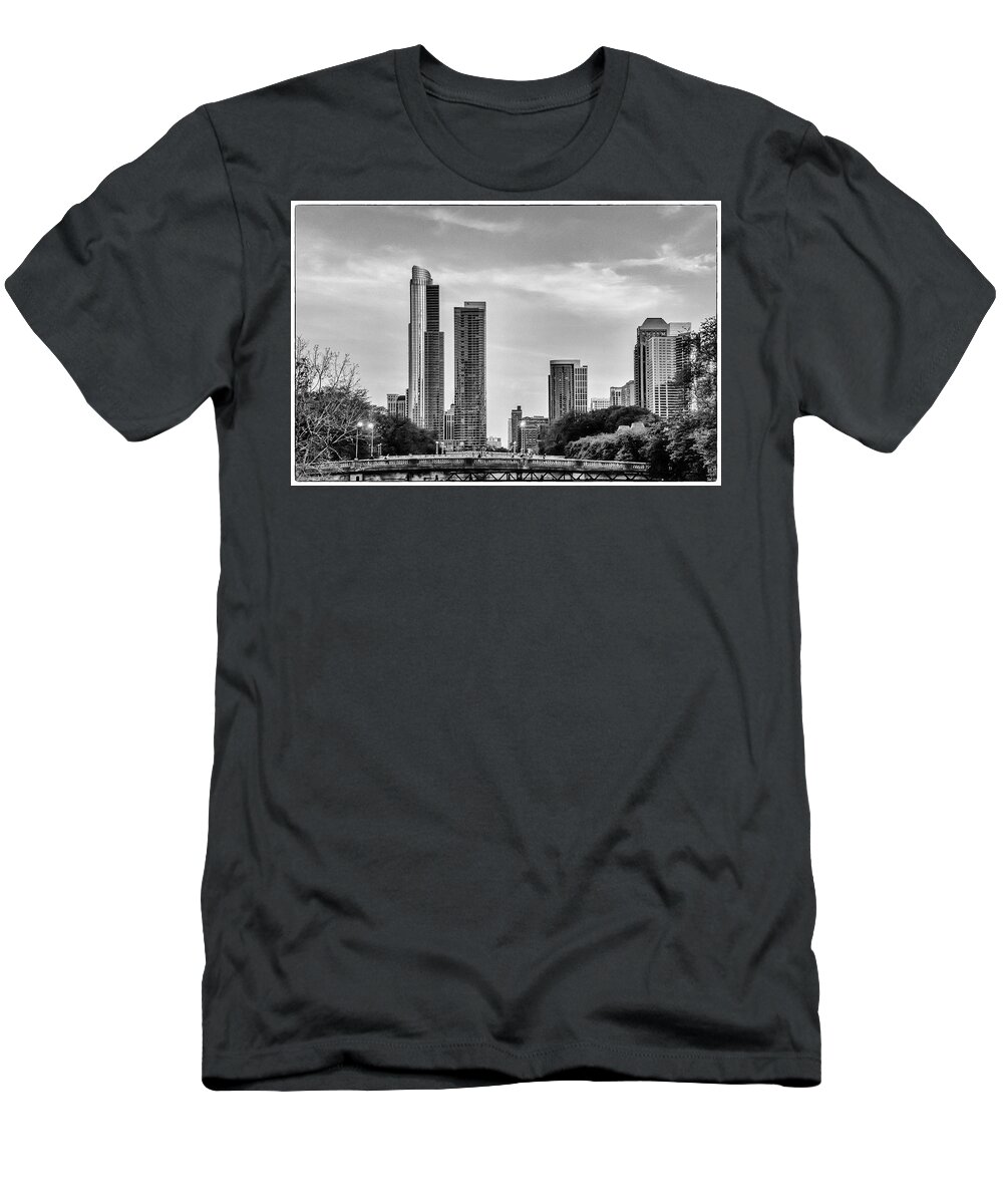 Chicago T-Shirt featuring the photograph A View from the Tracks - Chicago by John Roach