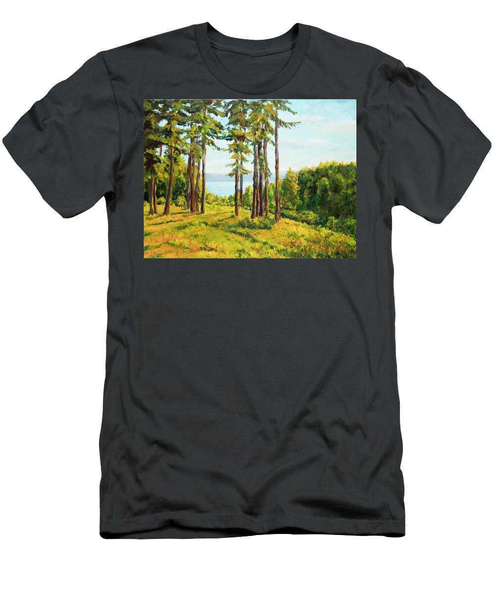 Landscape T-Shirt featuring the painting A View to the Lake by Ingrid Dohm