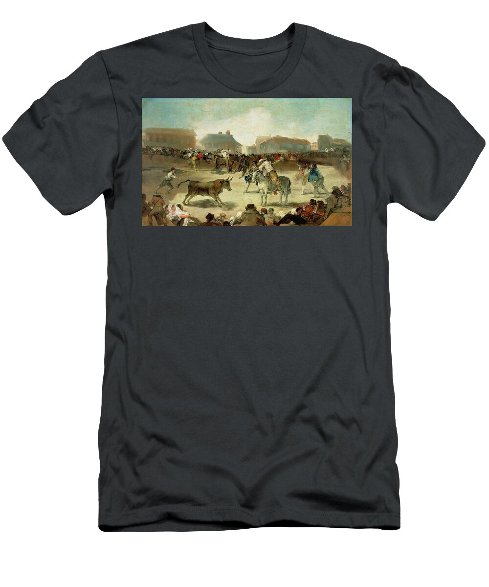 Village T-Shirt featuring the painting A Village Bullfight by Goya