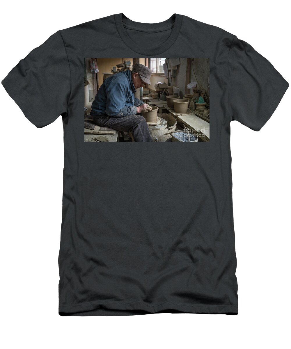 Pottery T-Shirt featuring the photograph A Village Pottery Studio, Japan by Perry Rodriguez