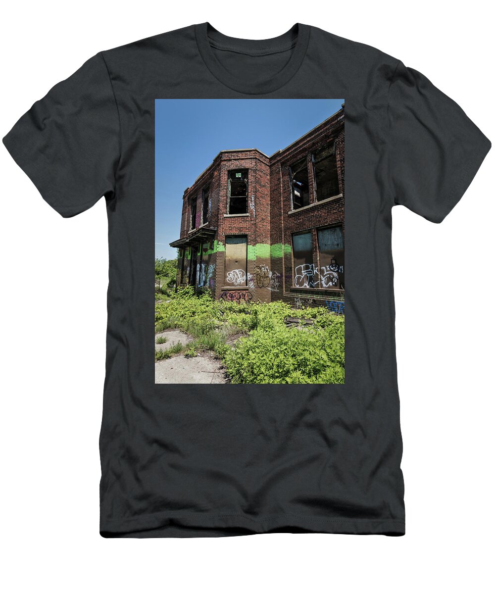 Graffiti T-Shirt featuring the photograph Abandoned Building with Graffiti by Kim Hojnacki