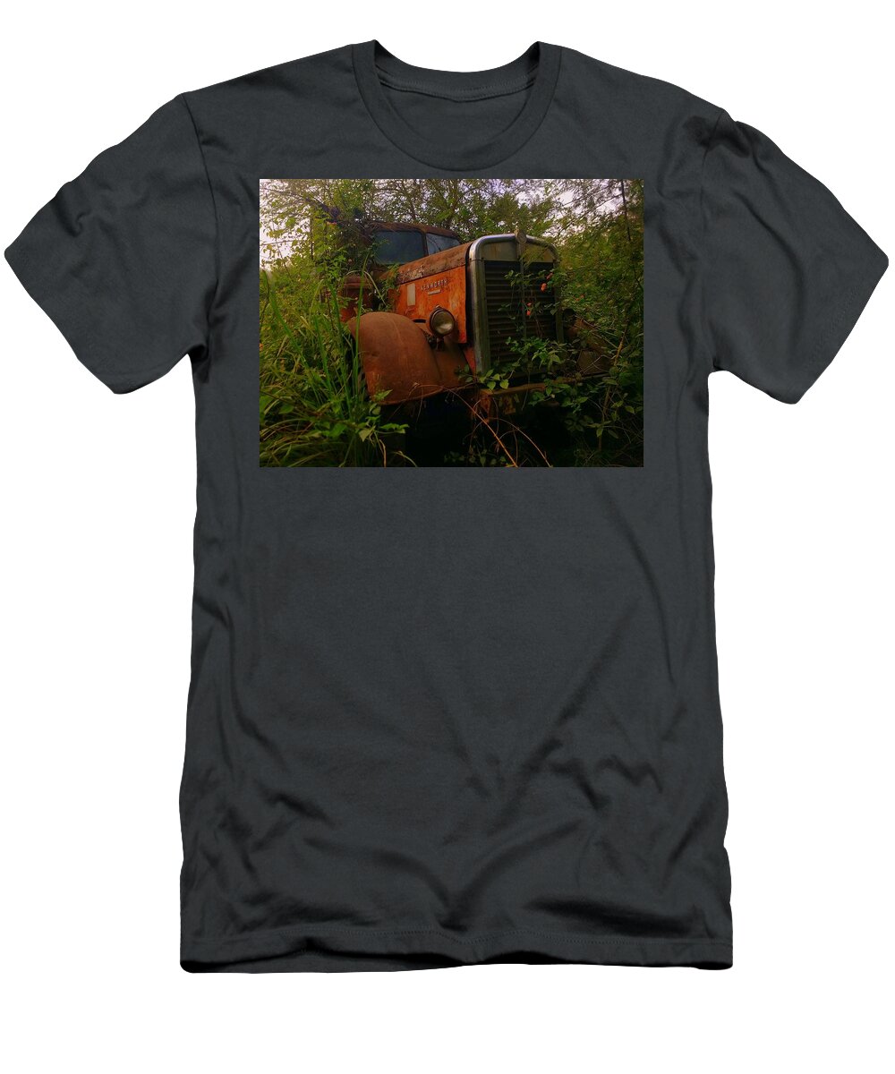 Wallpaper Buy Art Print Phone Case T-shirt Beautiful Duvet Case Pillow Tote Bags Shower Curtain Greeting Cards Mobile Phone Apple Android Nature Old American T-Shirt featuring the photograph Abandoned Kenworth Truck 1 by Salman Ravish