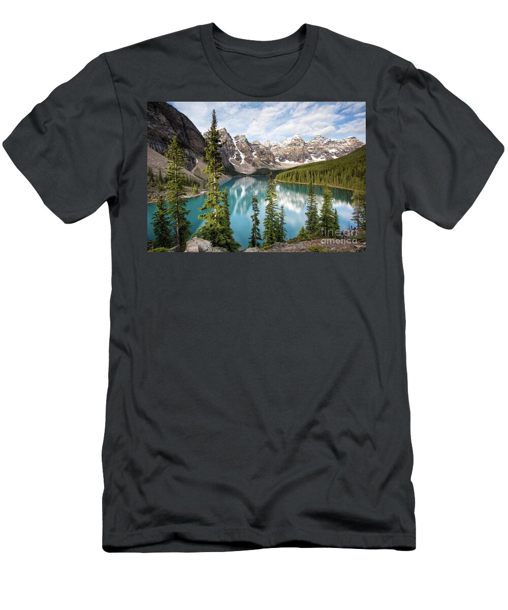 Valley Of Ten Peaks T-Shirt featuring the photograph Above Lake Moraine by Art Cole
