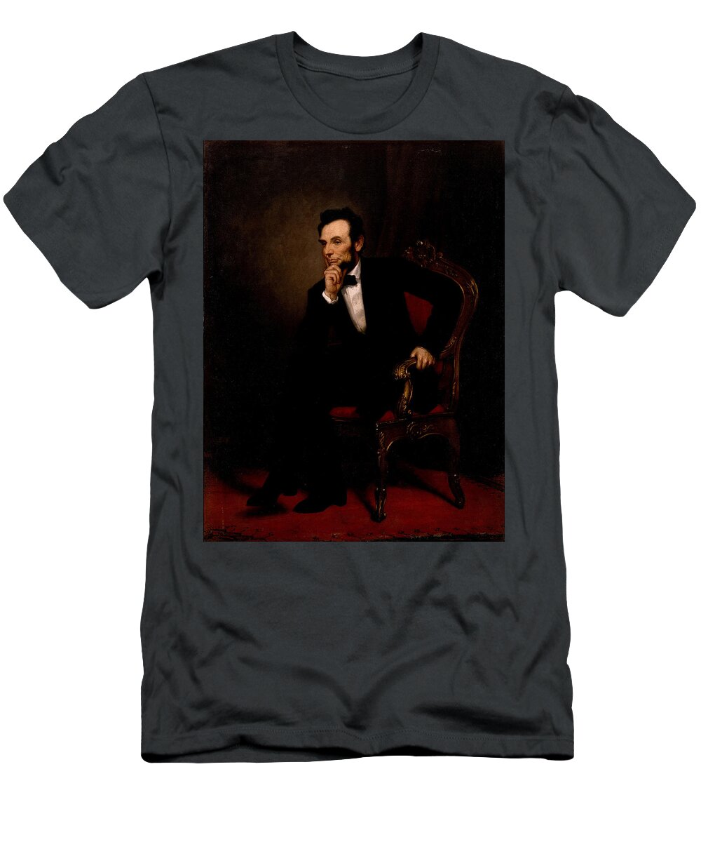 George Peter Alexander Healy T-Shirt featuring the painting Abraham Lincoln, 1869 by Vincent Monozlay