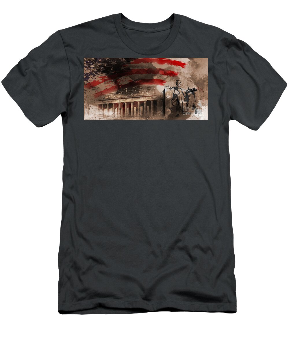 American T-Shirt featuring the painting Abraham Lincoln by Gull G