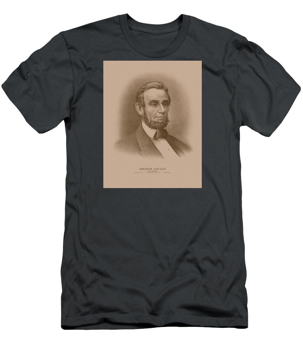 Abraham Lincoln T-Shirt featuring the drawing Abraham Lincoln - Savior Of His Country by War Is Hell Store