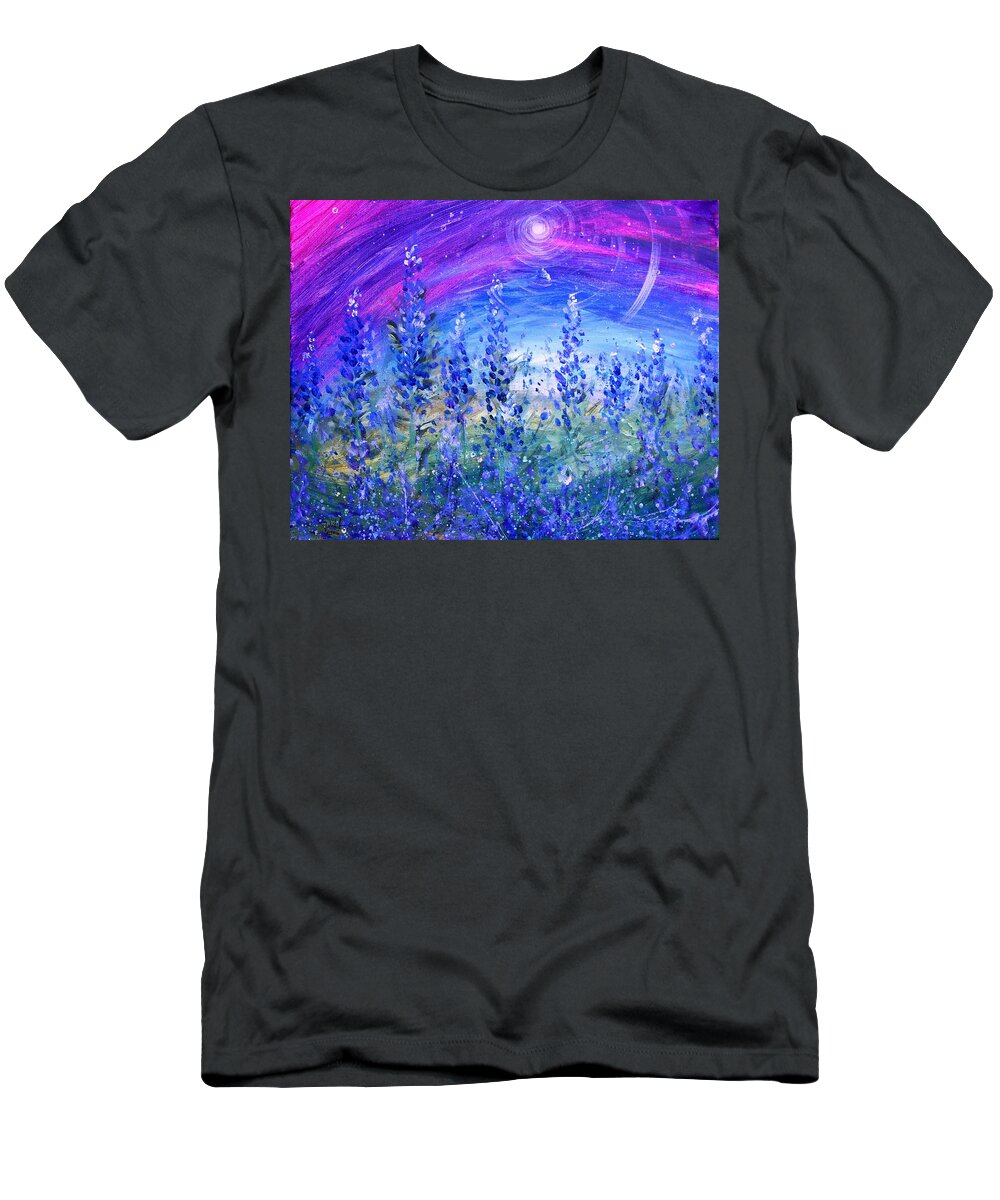 Bluebonnets T-Shirt featuring the painting Abstract Bluebonnets by J Vincent Scarpace