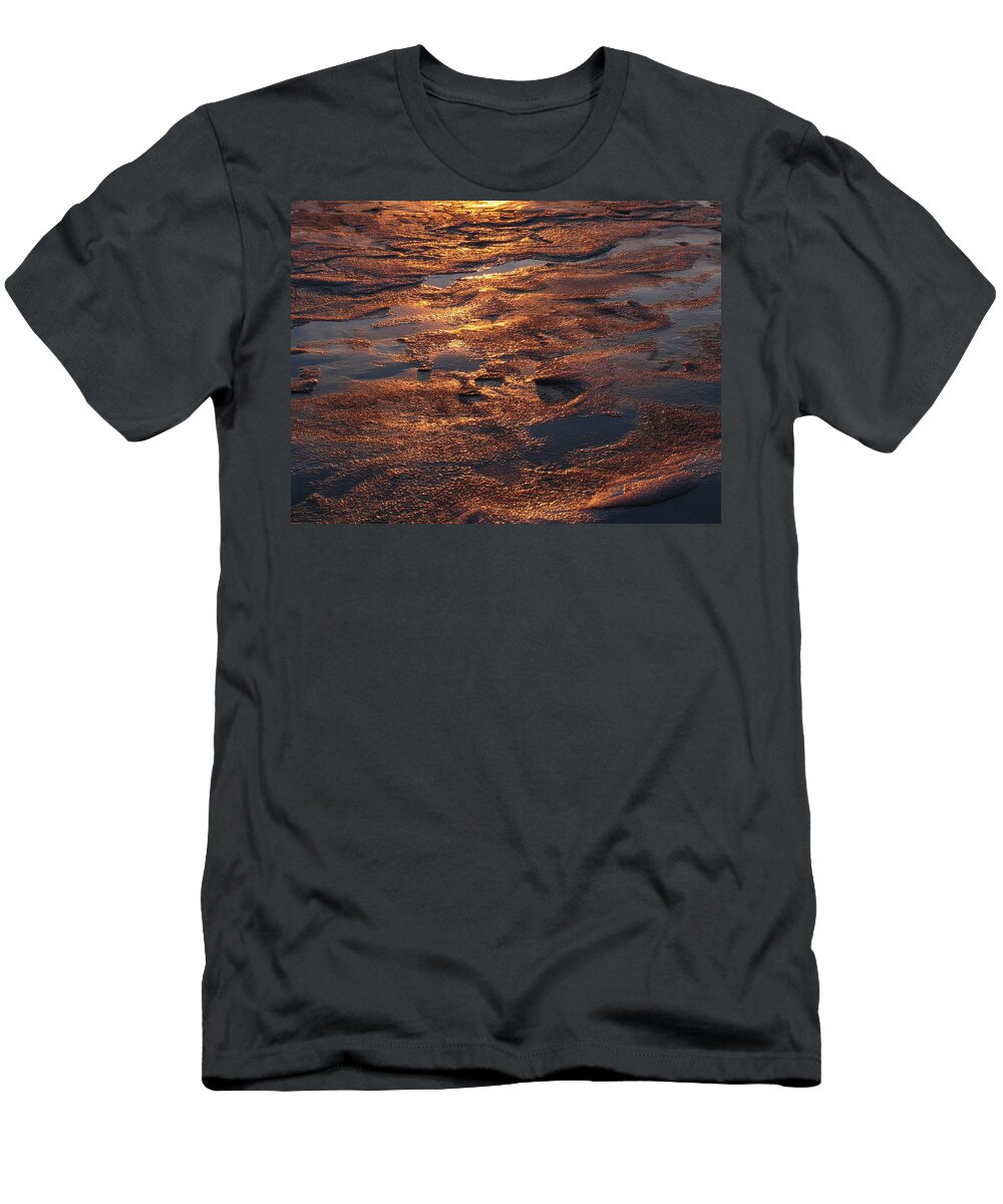 Abstract T-Shirt featuring the photograph Abstract Frozen Beach Sand by Juergen Roth