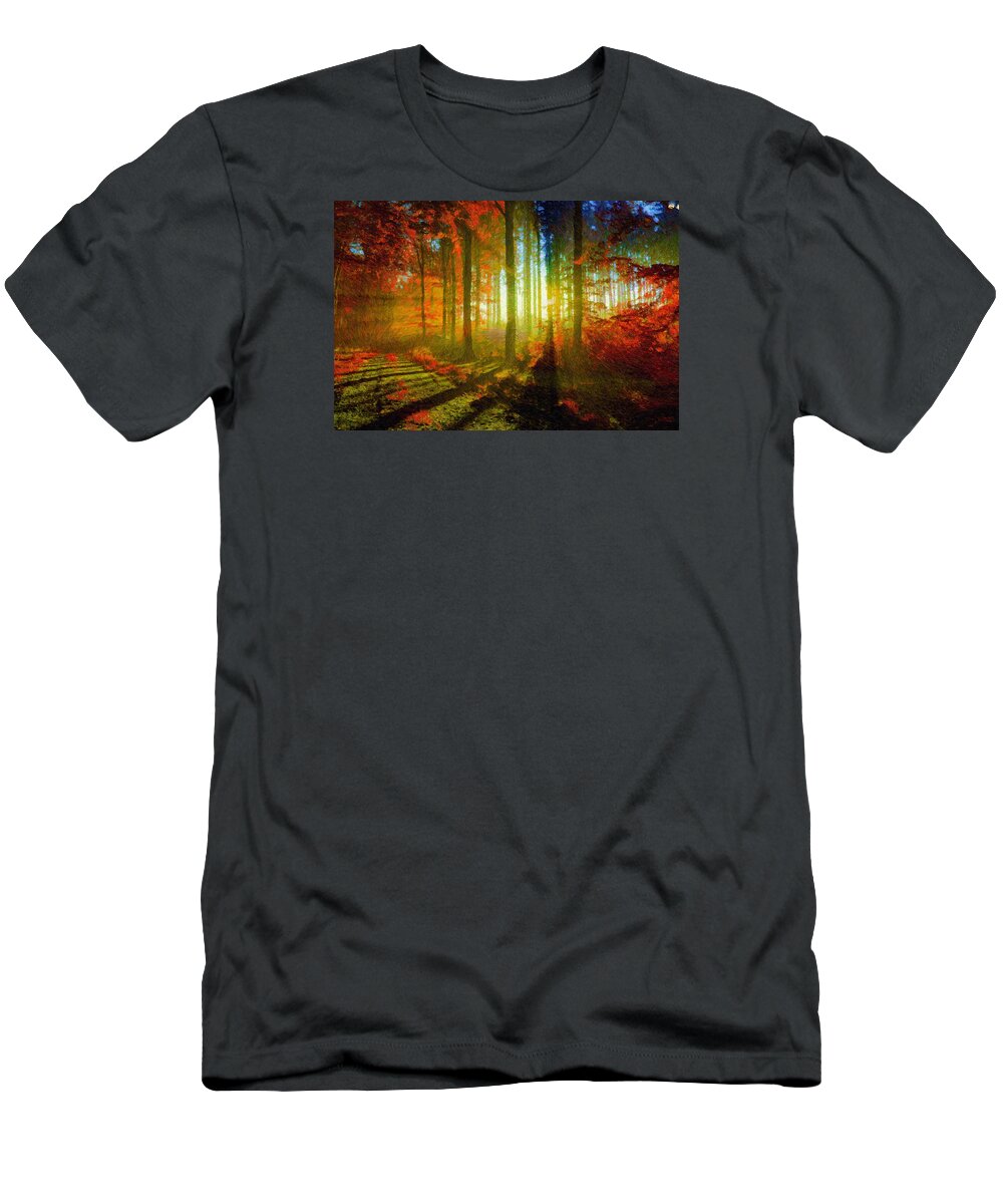 Rafael Salazar T-Shirt featuring the mixed media Abstract Landscape 0745 by Rafael Salazar