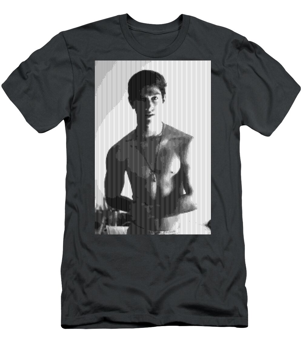 Man T-Shirt featuring the painting Abstract portrait of a youth by Celestial Images