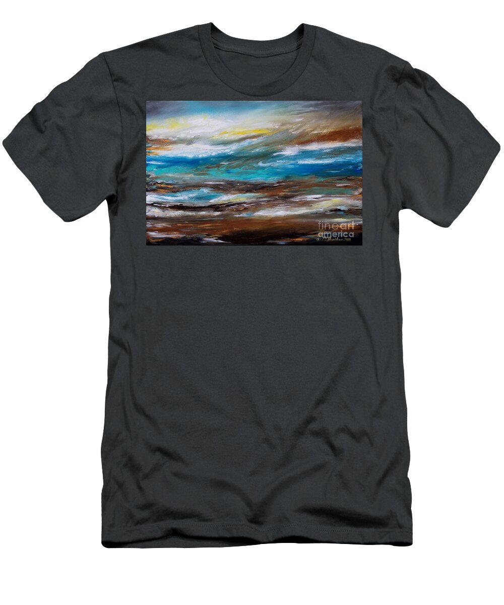 Seascape Art T-Shirt featuring the painting Abstract Seascape by Pat Davidson