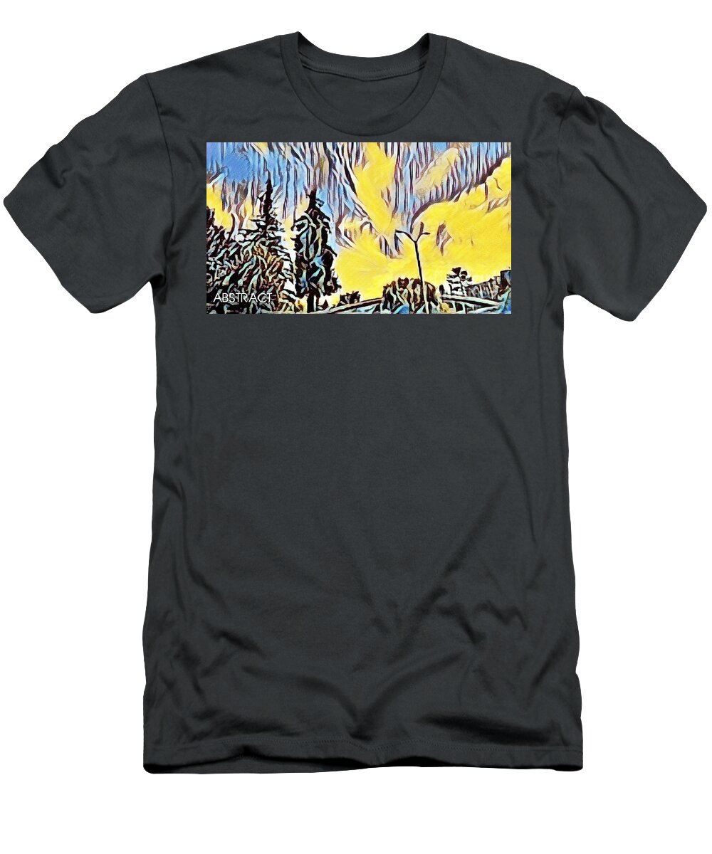 Abstract T-Shirt featuring the mixed media Abstract sunset by Steven Wills